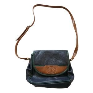 Vintage Portofino Collection Pebbled Crossbody Navy Blue Brown